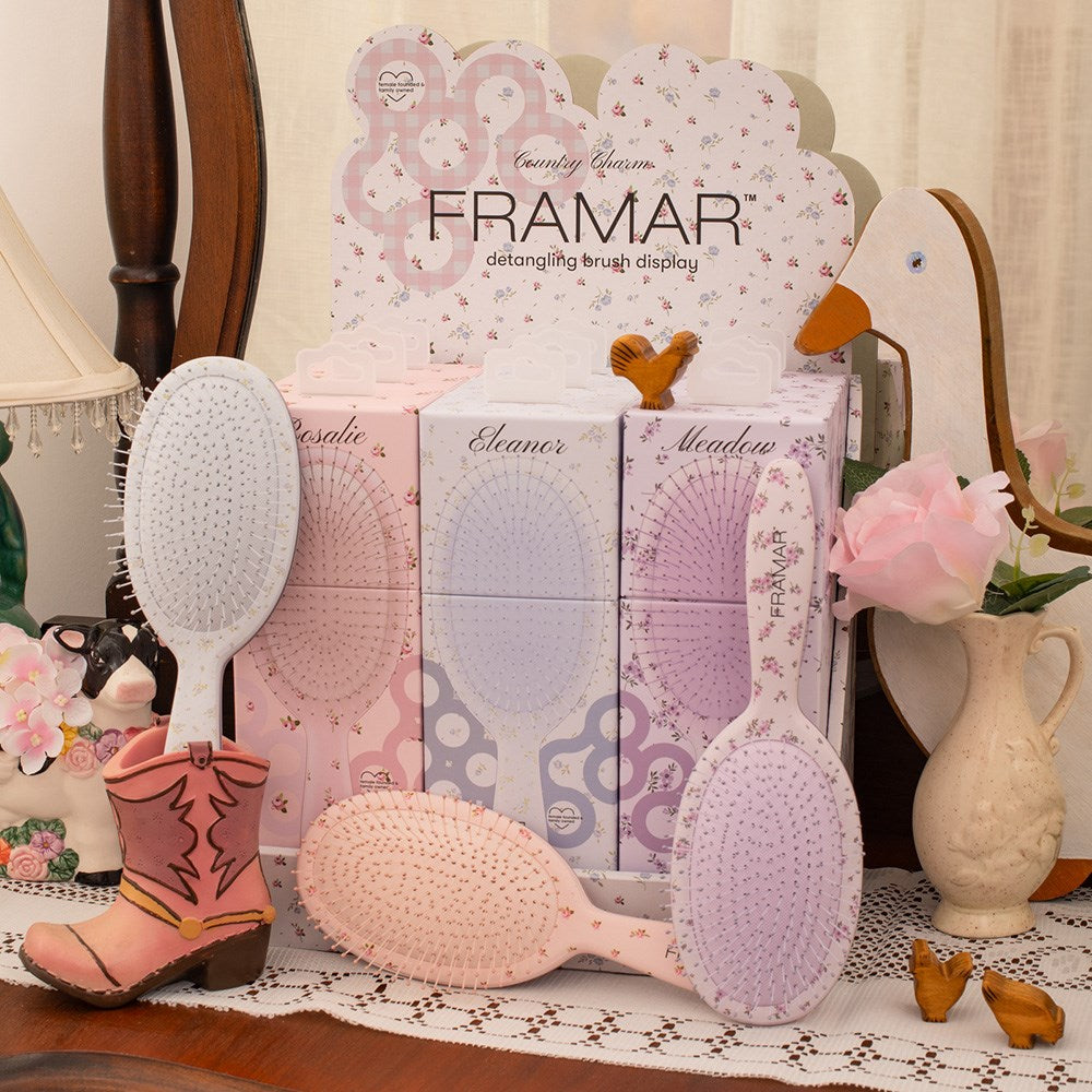 Framar Detangler Hair Brush Country Charm - Display 9pc