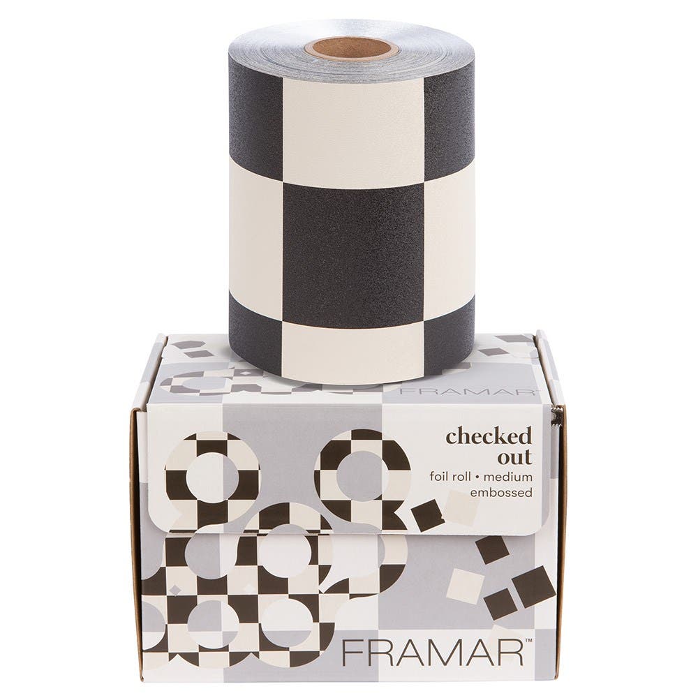 Framar Embossed Foil Roll Medium Checked Out 12.7cm x 97.5m