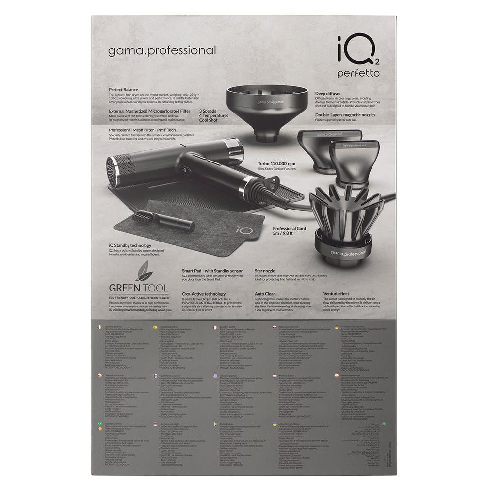 Gama Professional iQ2 Perfetto Intelligent Hair Dryer - Black