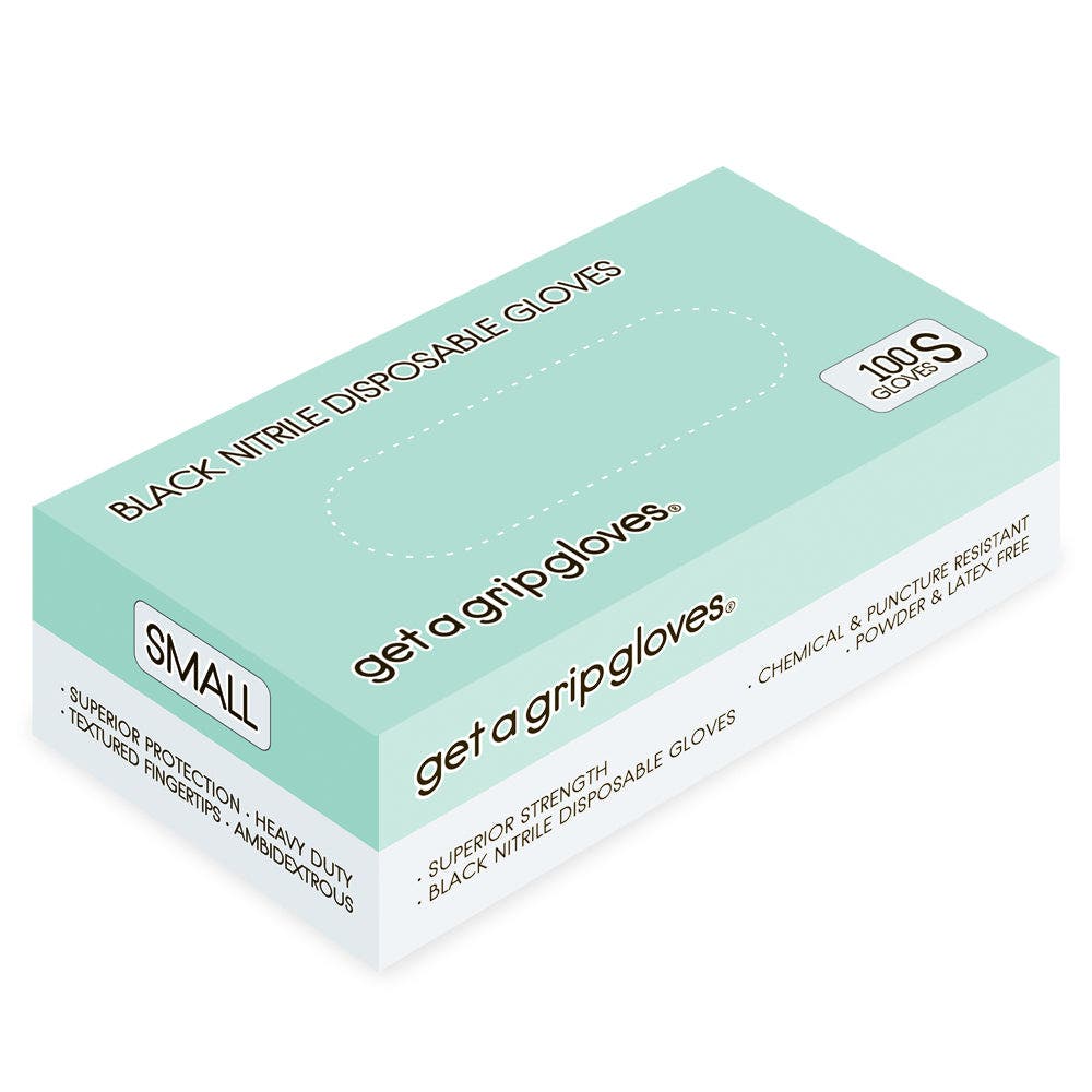 Get a Grip Gloves - Black Nitrile Gloves 100pcs Small