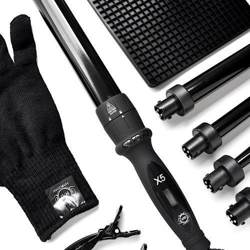 H2D Black X5 Professional Curling Wand with Mat & Clips