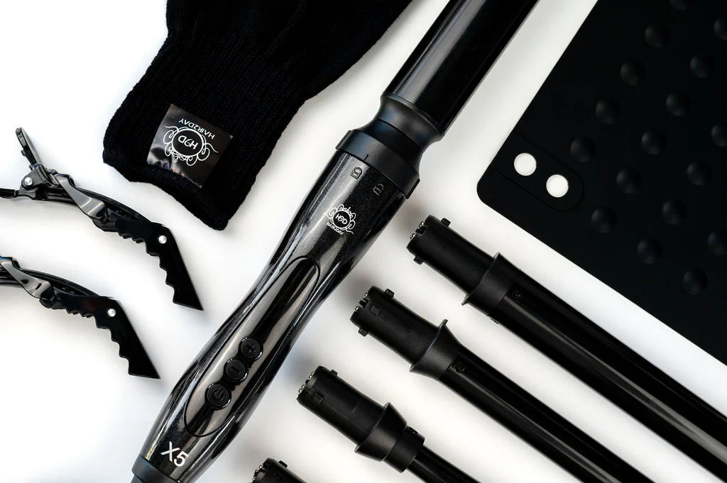 H2D Black X5 Professional Curling Wand with Mat & Clips