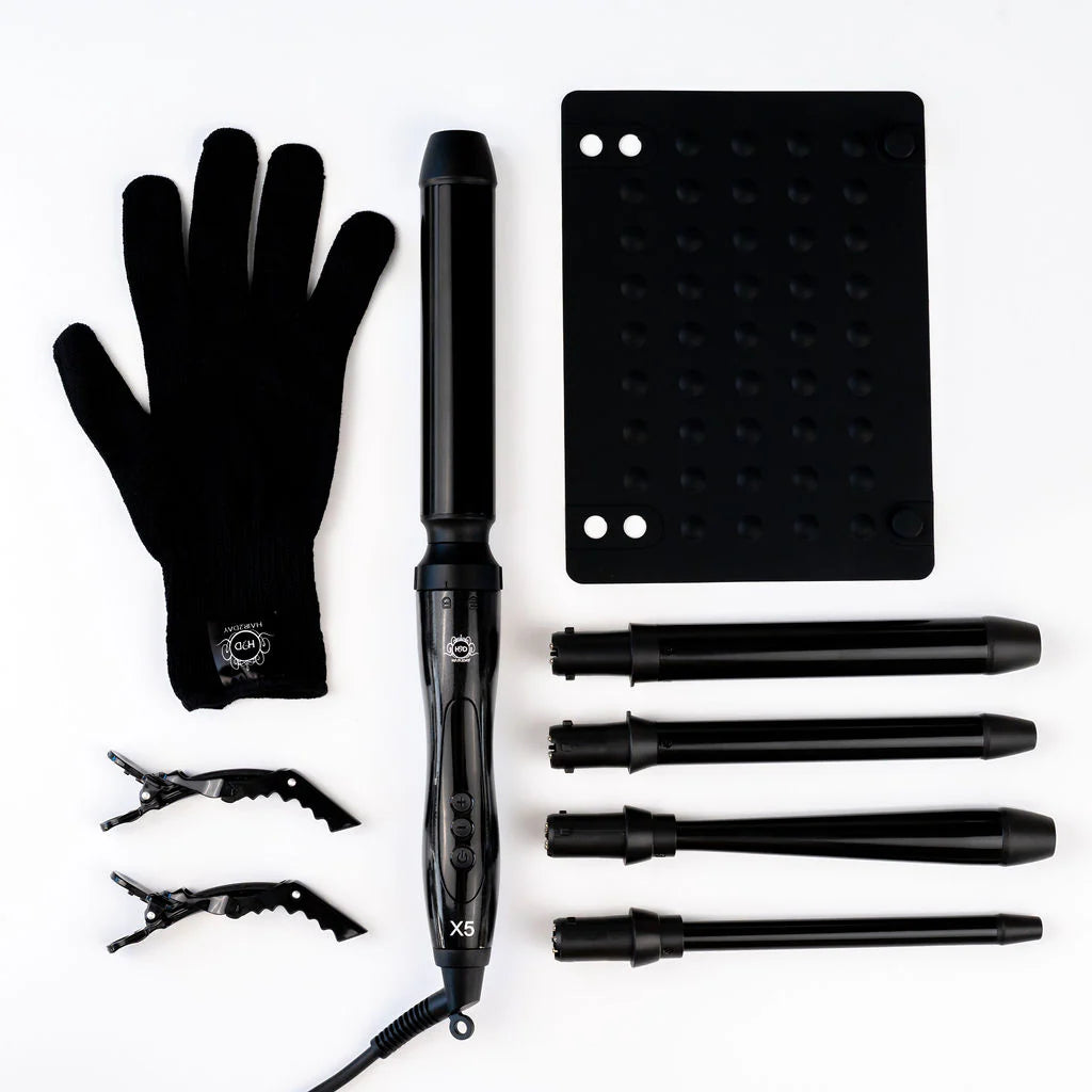 H2D Black X5 Professional Curling Wand with Mat & Clips