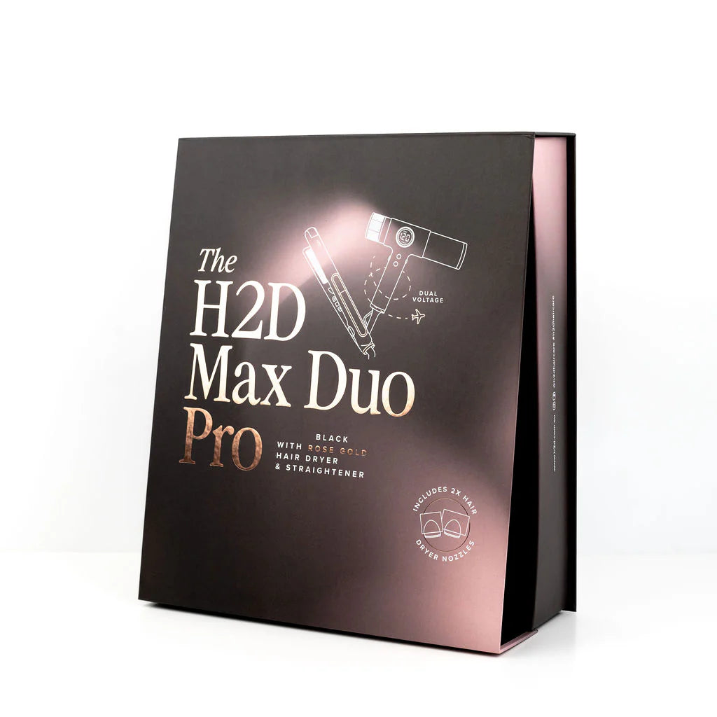 H2D Max Duo Pro Dynamic Matte Black BLACK with Rose Gold - Professional Hair Dryer & Straightener