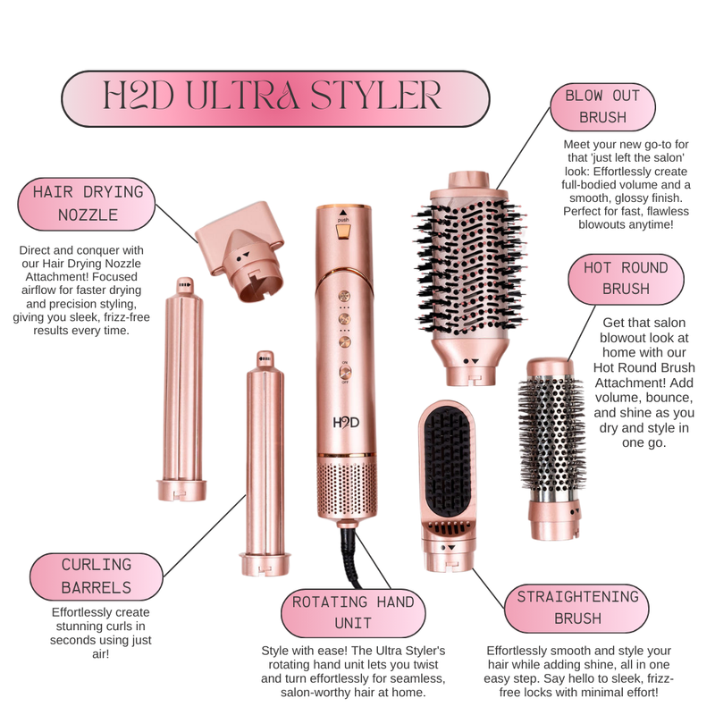 H2D Ultra Styler 7-in-1 Hair Multi-Styler - Rose Gold