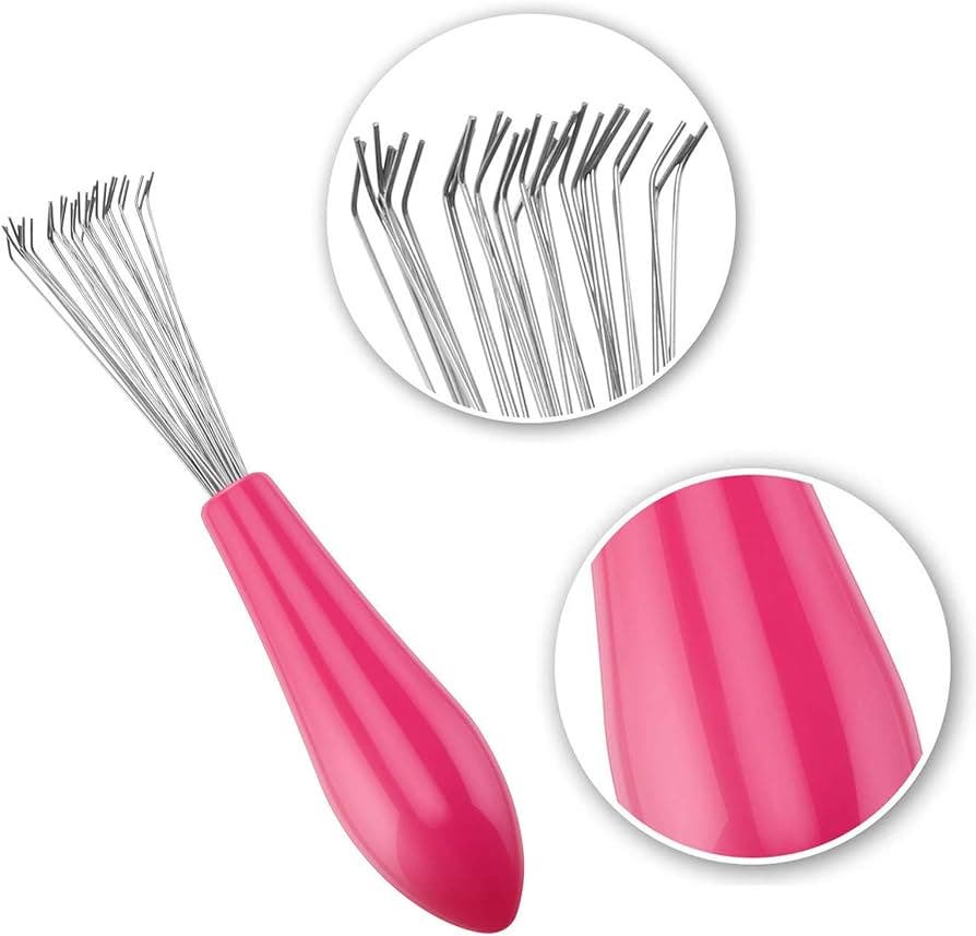 Hair Brush Cleaning Tool Comb Mini Plastic Handle - Pink