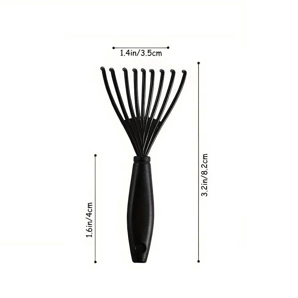 Hair Brush Cleaning Tool Comb RAKE Black Plastic - Black