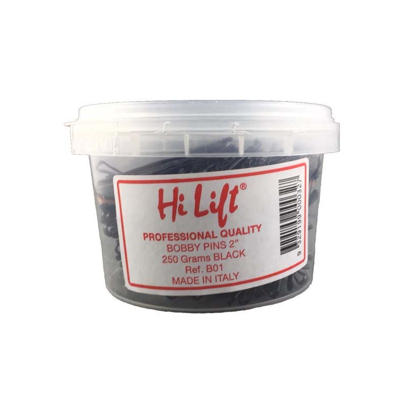 Hi Lift Bobby Pins 2" Black 250g Tub - B01