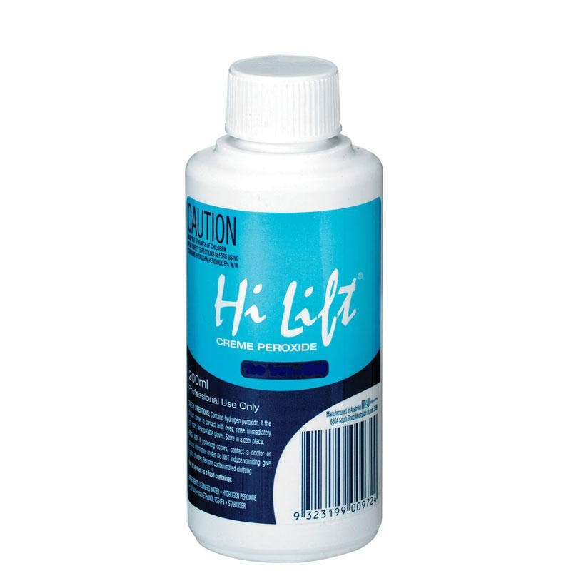 Hi Lift Creme Peroxide 200ml bottle with blue label for professional hair colouring