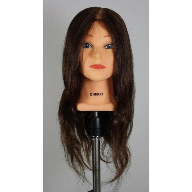 Hi Lift Mannequin Head Cherry - 100% Human Hair Extra Long Brown 55-60cm