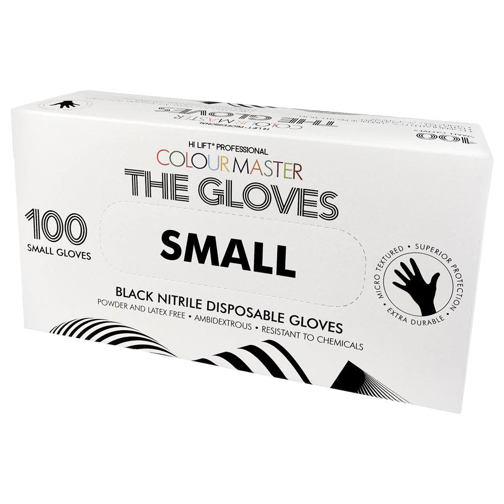 Hi Lift Professional Colour Master The Gloves SMALL Black Nitrile Disposable 100pk