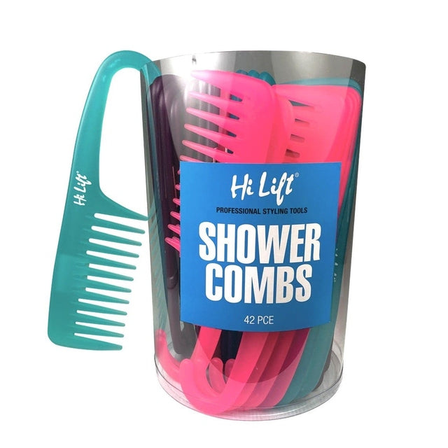 Hi Lift Shower Combs Assorted Colours 42 pieces HLCC06