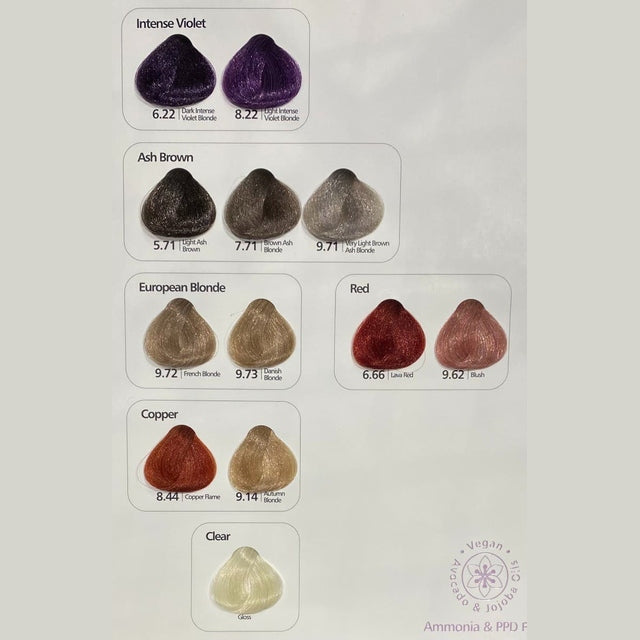 Hi Lift True Shades Demi Permanent Colour - Colour Chart