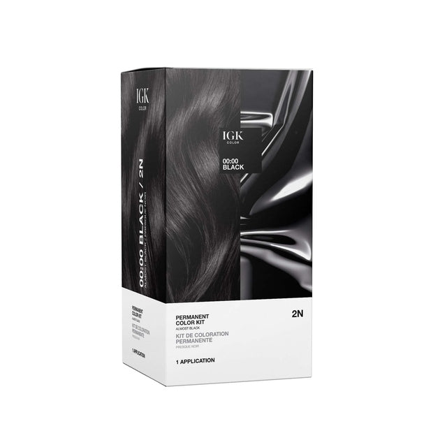 IGK Permanent Hair Color Kit - 00:00 Black 2N Almost Black