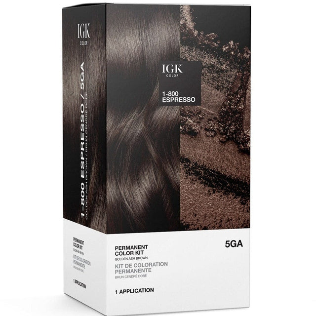 IGK Permanent Hair Color Kit 1-800 Espresso 5GA Golden Ash Brown