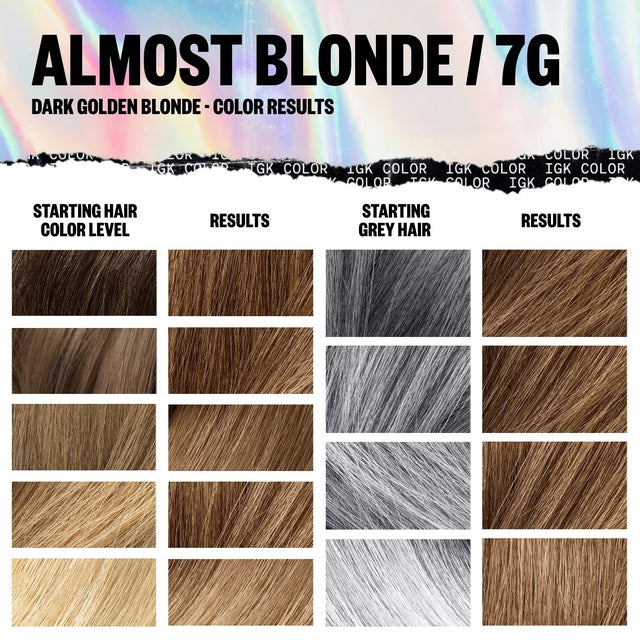 IGK Permanent Hair Color Kit - Almost Blonde 7G Dark Golden Blonde