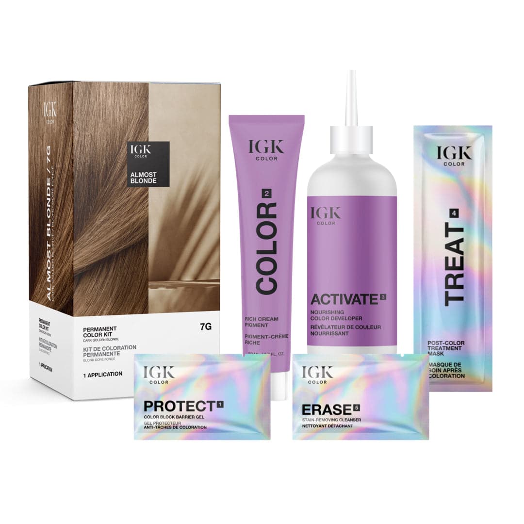 IGK Permanent Hair Color Kit - Almost Blonde 7G Dark Golden Blonde