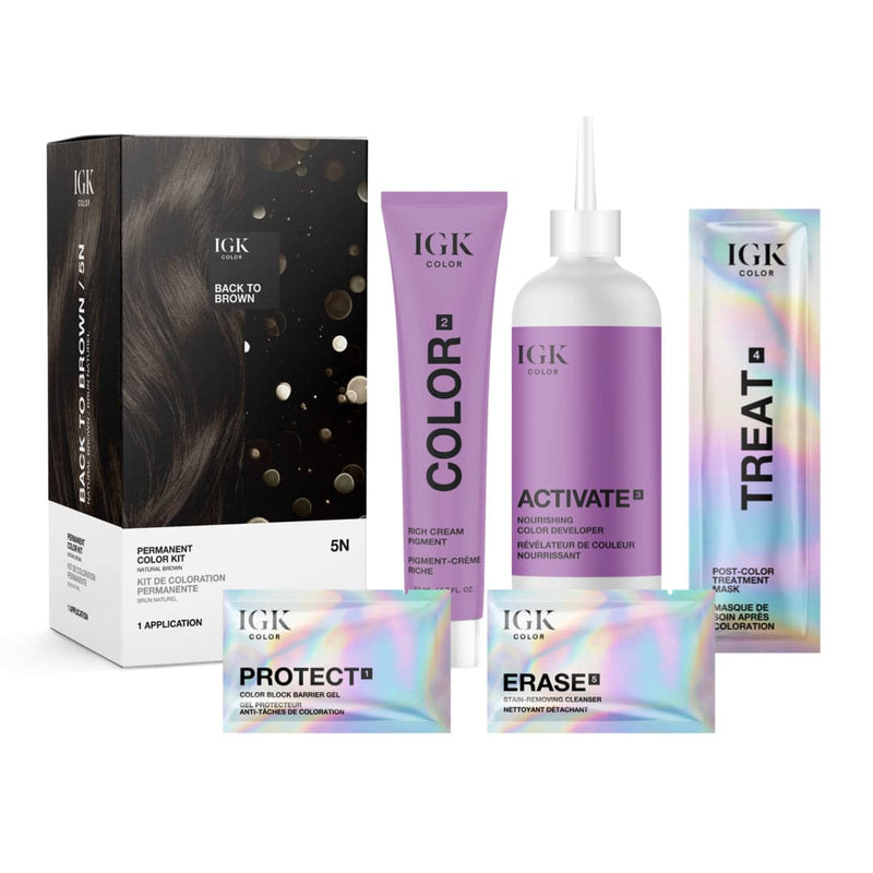 IGK Permanent Hair Color Kit - Back to Brown 5N Natural Brown