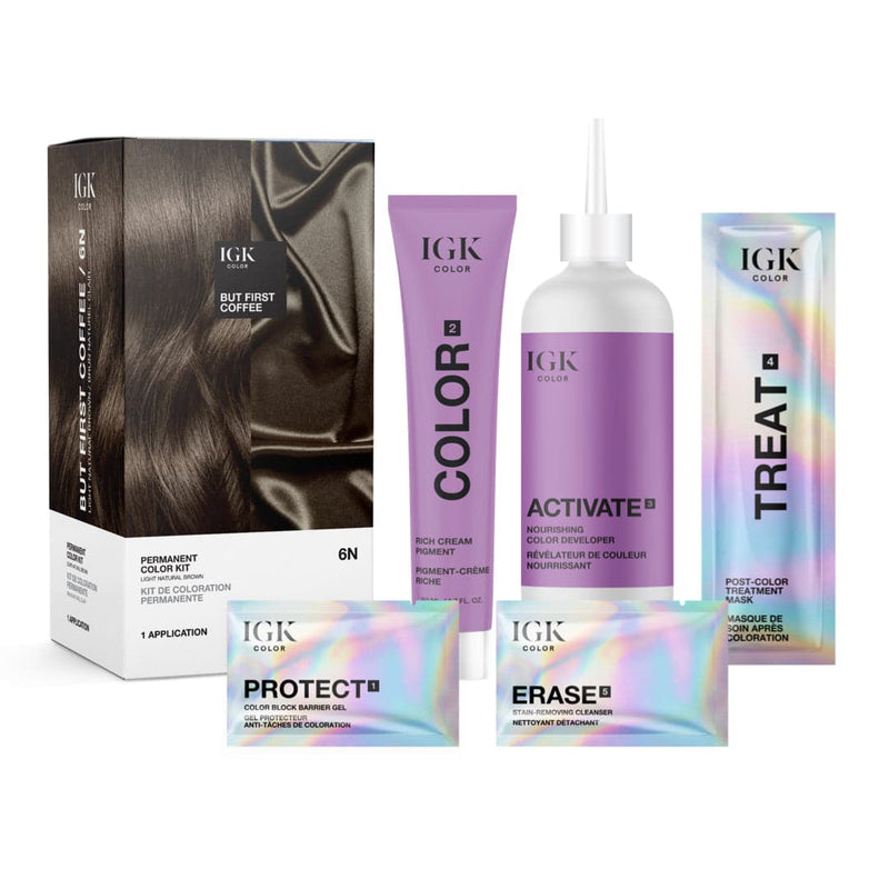 IGK Permanent Hair Color Kit - But First Coffee 6N Light Natural Brown