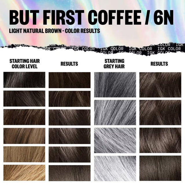 IGK Permanent Hair Color Kit - But First Coffee 6N Light Natural Brown