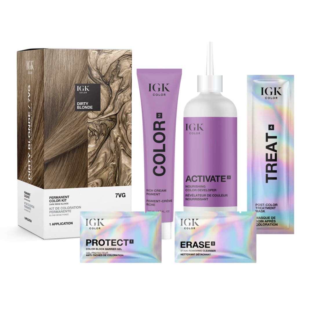 IGK Permanent Hair Color Kit - Dirty Blonde 7VG Dark Beige Blonde