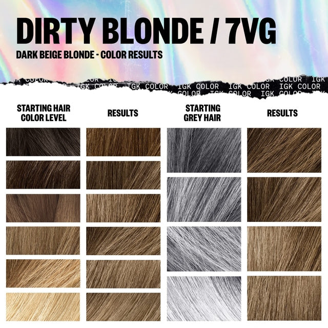 IGK Permanent Hair Color Kit - Dirty Blonde 7VG Dark Beige Blonde