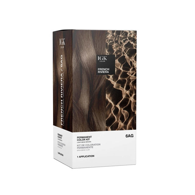 IGK Permanent Hair Color Kit - French Riviera 6AG Light Beige Brown
