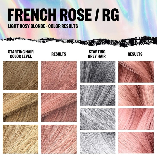 IGK Permanent Hair Color Kit - French Rose RG Light Rosy Blonde