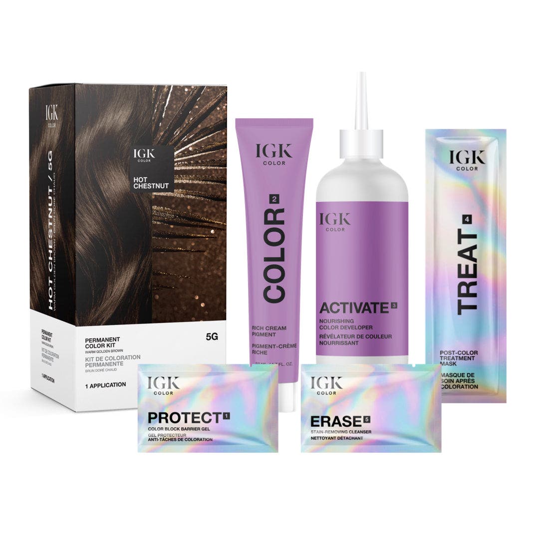 IGK Permanent Hair Color Kit - Hot Chestnut 5G Warm Golden Brown