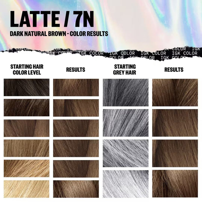 IGK Permanent Hair Color Kit - Latte 7N Dark Natural Blonde