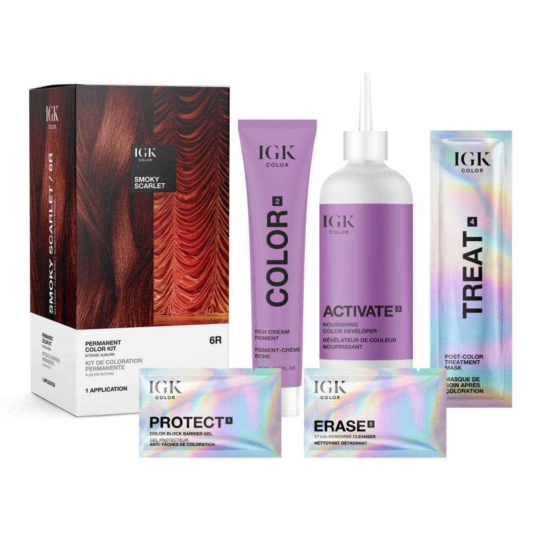IGK Permanent Hair Color Kit - Smoky Scarlet 6R Intense Auburn