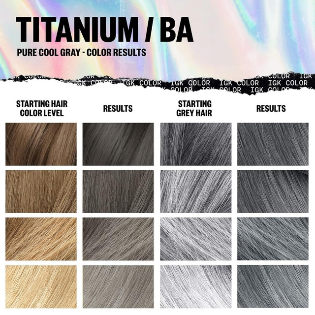 IGK Permanent Hair Color Kit - Titanium BA Pure Cool Gray
