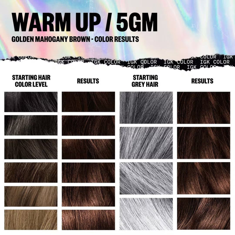 IGK Permanent Hair Color Kit - Warm Up 5GM Golden Mahogany Brown