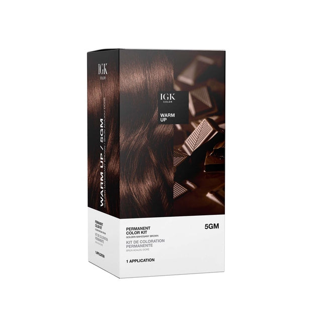IGK Permanent Hair Color Kit - Warm Up 5GM Golden Mahogany Brown