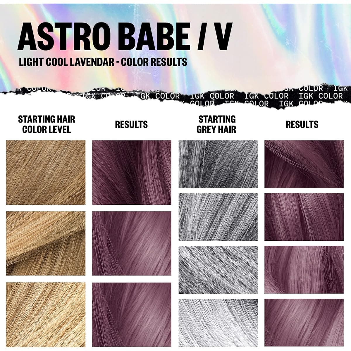 IGK Permanent Hair Color Kit - Astro Babe V (Light Cool Lavender)