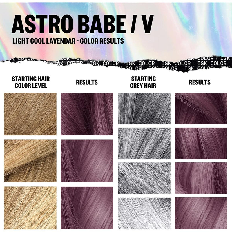 IGK Permanent Hair Color Kit - Astro Babe V (Light Cool Lavender)