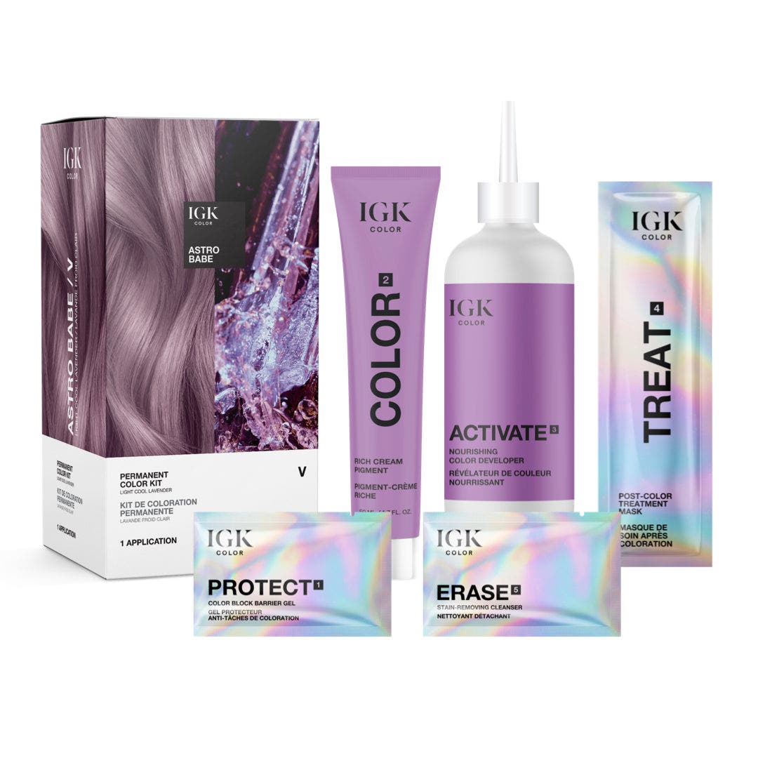 IGK Permanent Hair Color Kit - Astro Babe V (Light Cool Lavender)