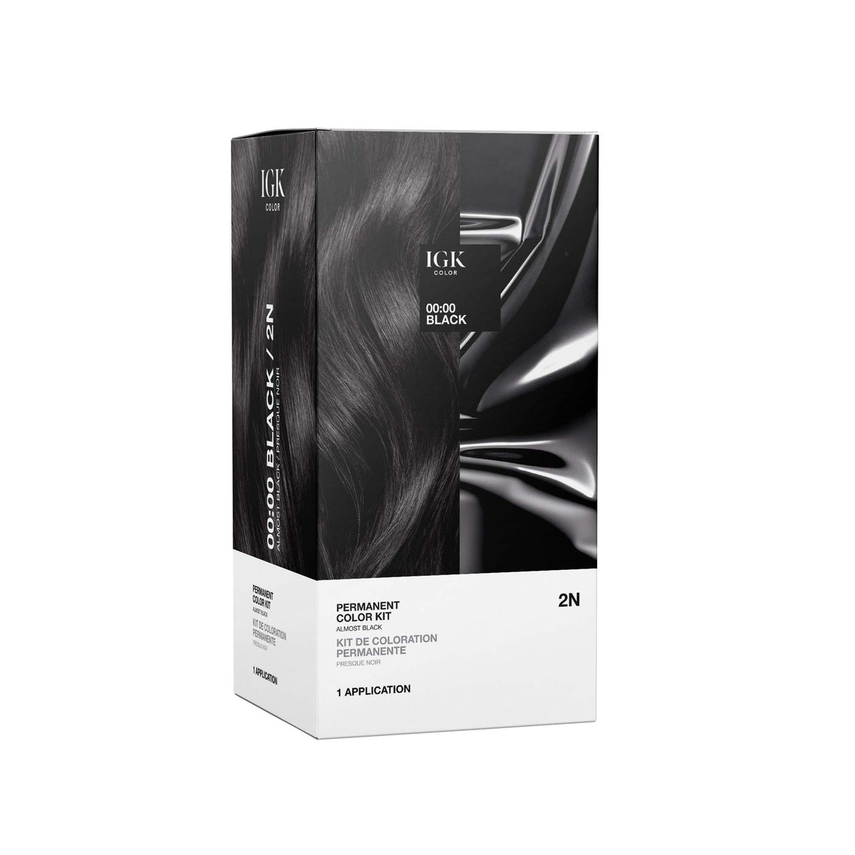 IGK Permanent Hair Color Kit - 00:00 Black 2N (Almost Black)