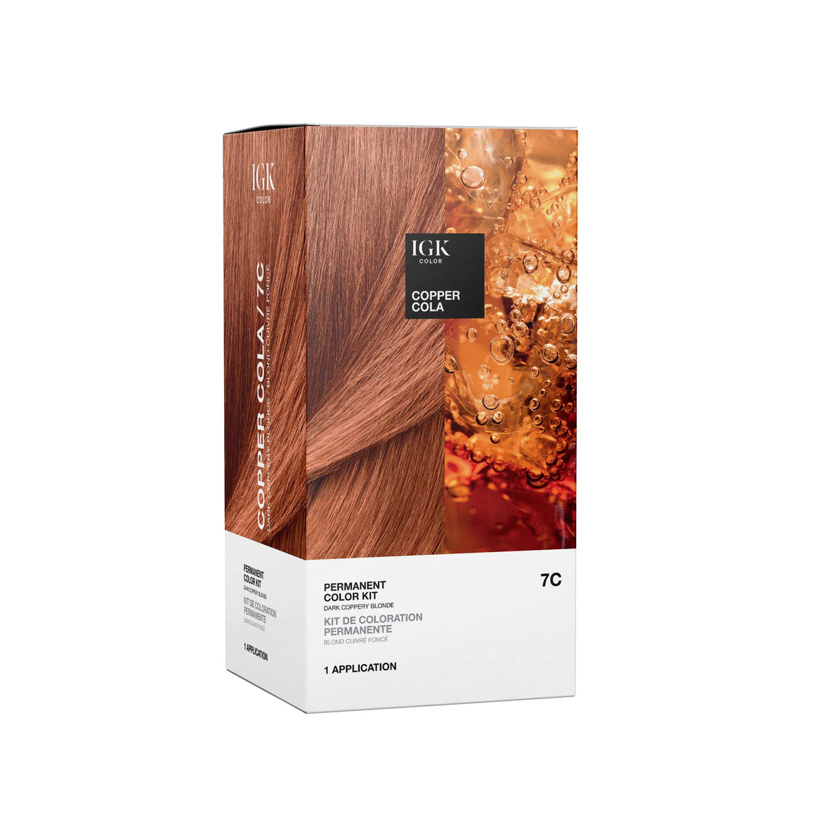 IGK Permanent Hair Color Kit - Copper Cola 7C (Dark Coppery Blonde)