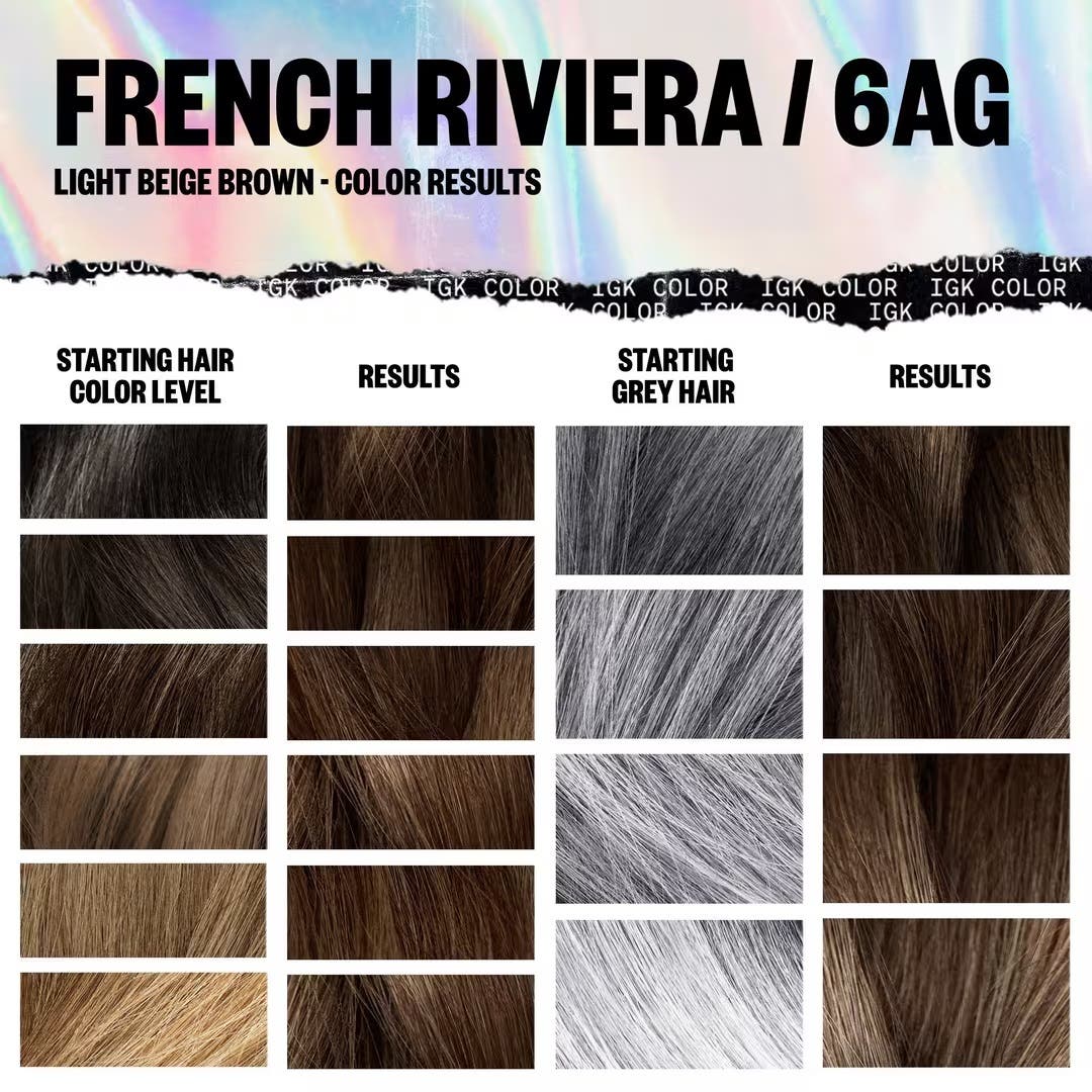 IGK Permanent Hair Color Kit - French Riviera 6AG (Light Beige Brown)
