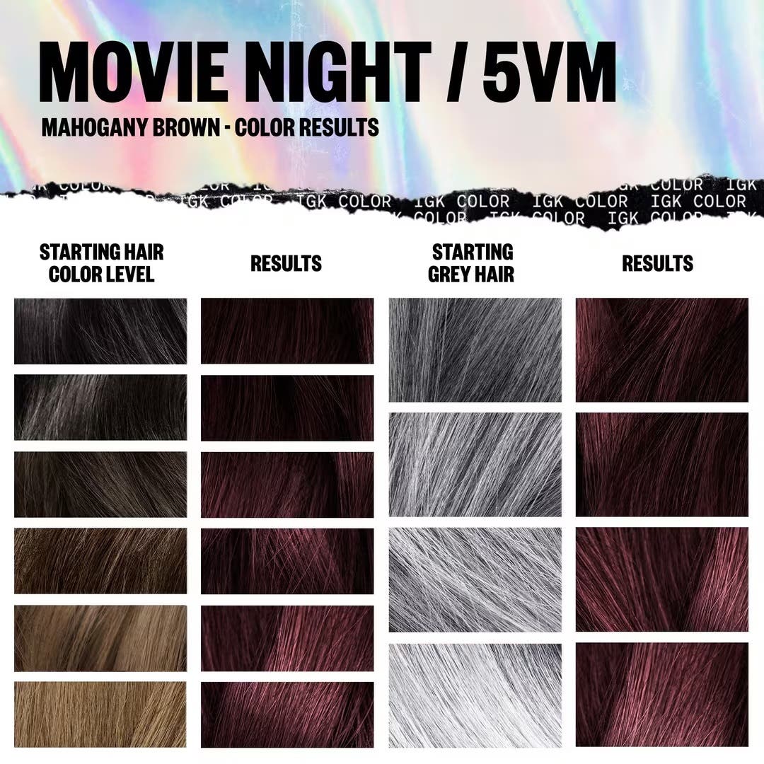 IGK Permanent Hair Color Kit - Movie Night 5VM (Mahogany Brown)
