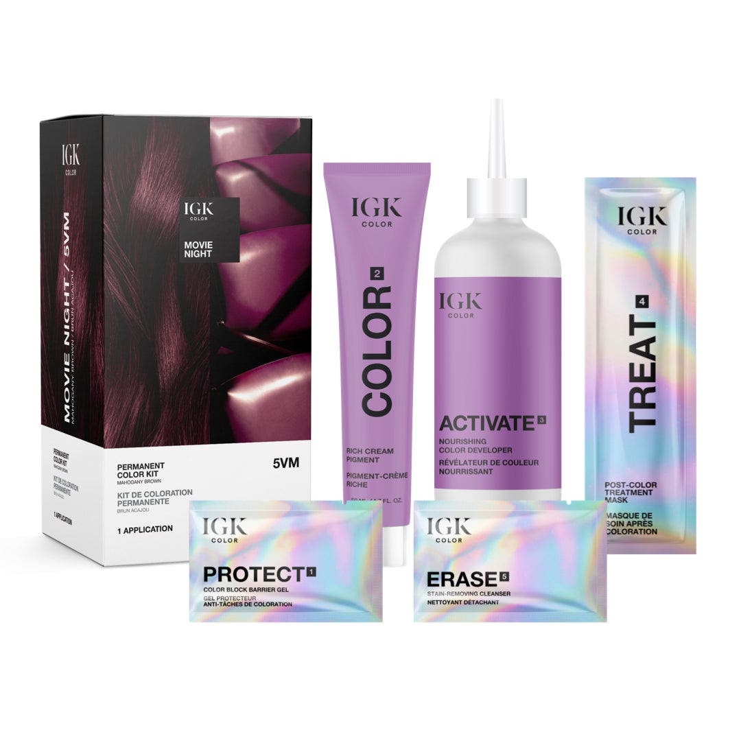 IGK Permanent Hair Color Kit - Movie Night 5VM (Mahogany Brown)