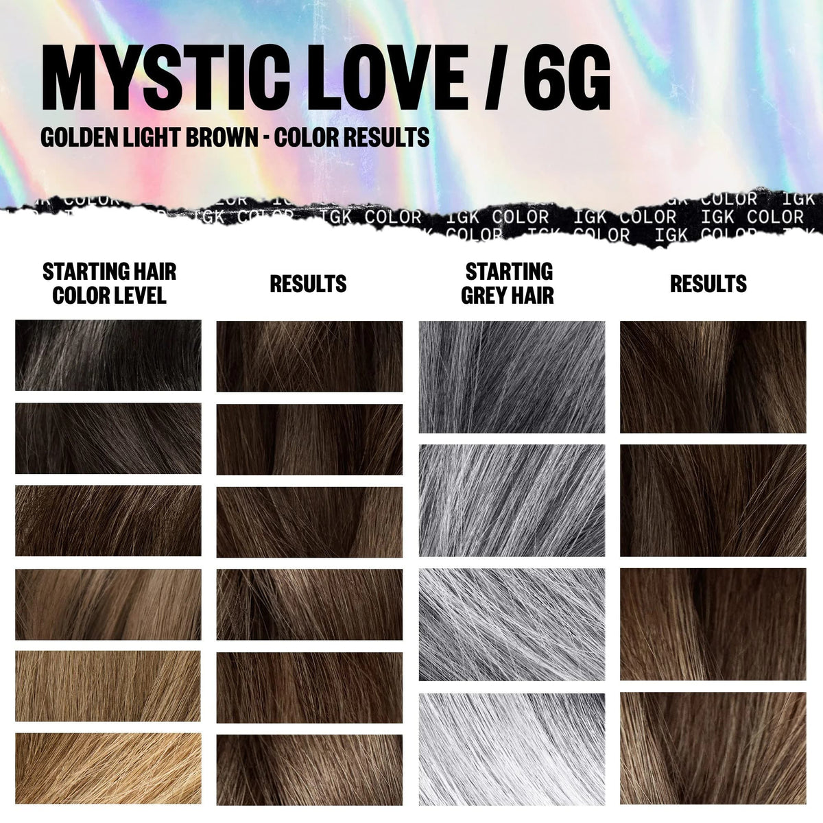 IGK Permanent Hair Color Kit - Mystic Love 6G (Golden Light Brown)