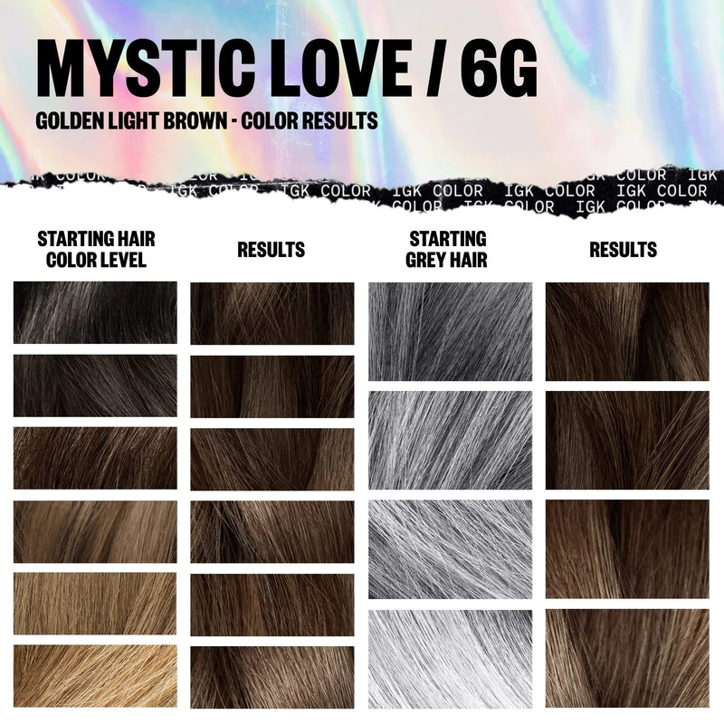 IGK Permanent Hair Color Kit - Mystic Love 6G (Golden Light Brown)