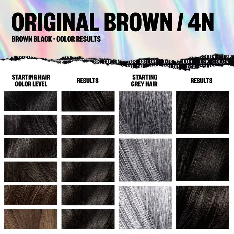 IGK Permanent Hair Color Kit - Original Brown 4N (Brown Black)