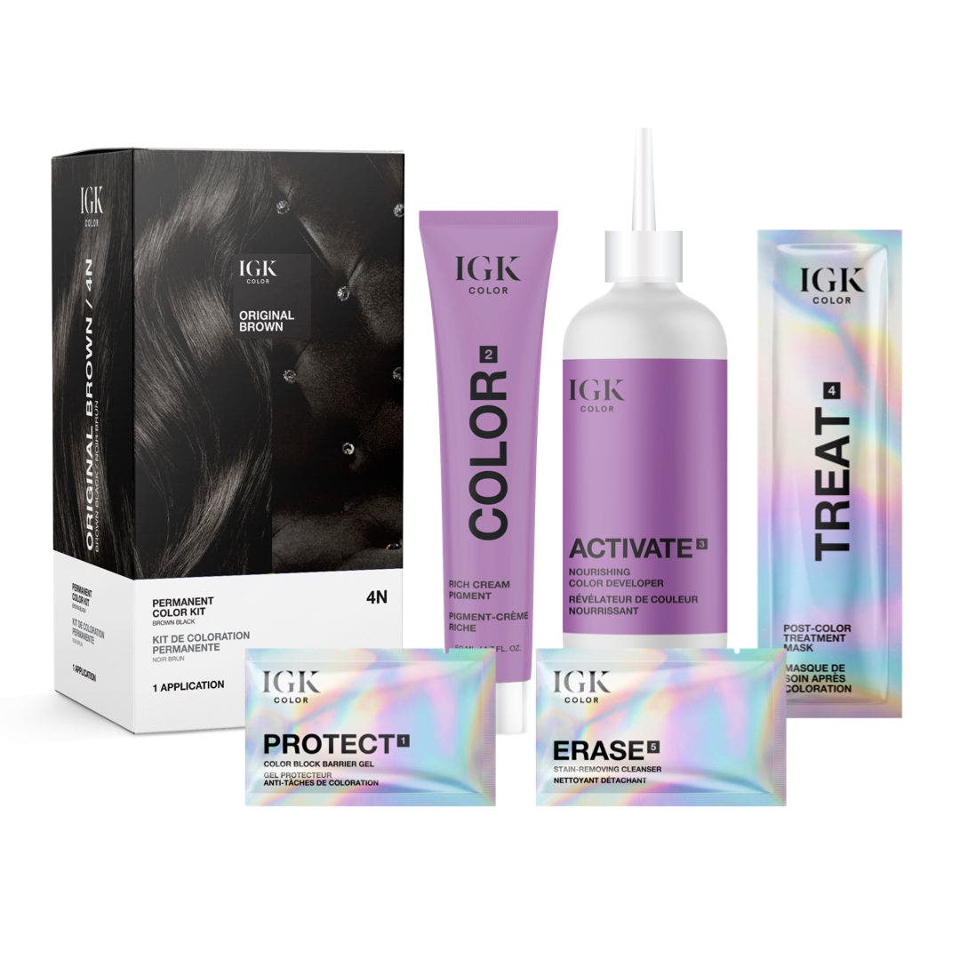 IGK Permanent Hair Color Kit - Original Brown 4N (Brown Black)
