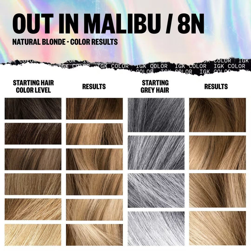 IGK Permanent Hair Color Kit - Out in Malibu 8N (Natural Blonde)