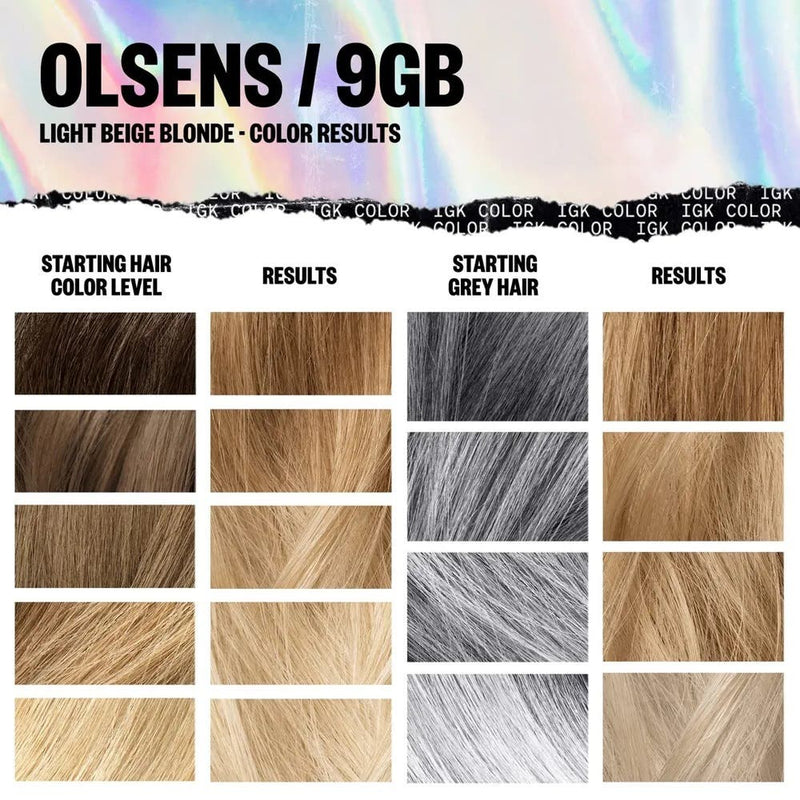 IGK Permanent Hair Color Kit - Olsens 9GB (Light Beige Blonde)