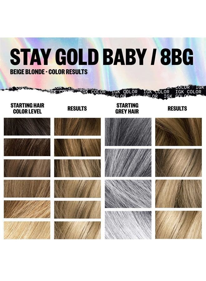 IGK Permanent Hair Color Kit - Stay Gold Baby 8BG (Beige Blonde)