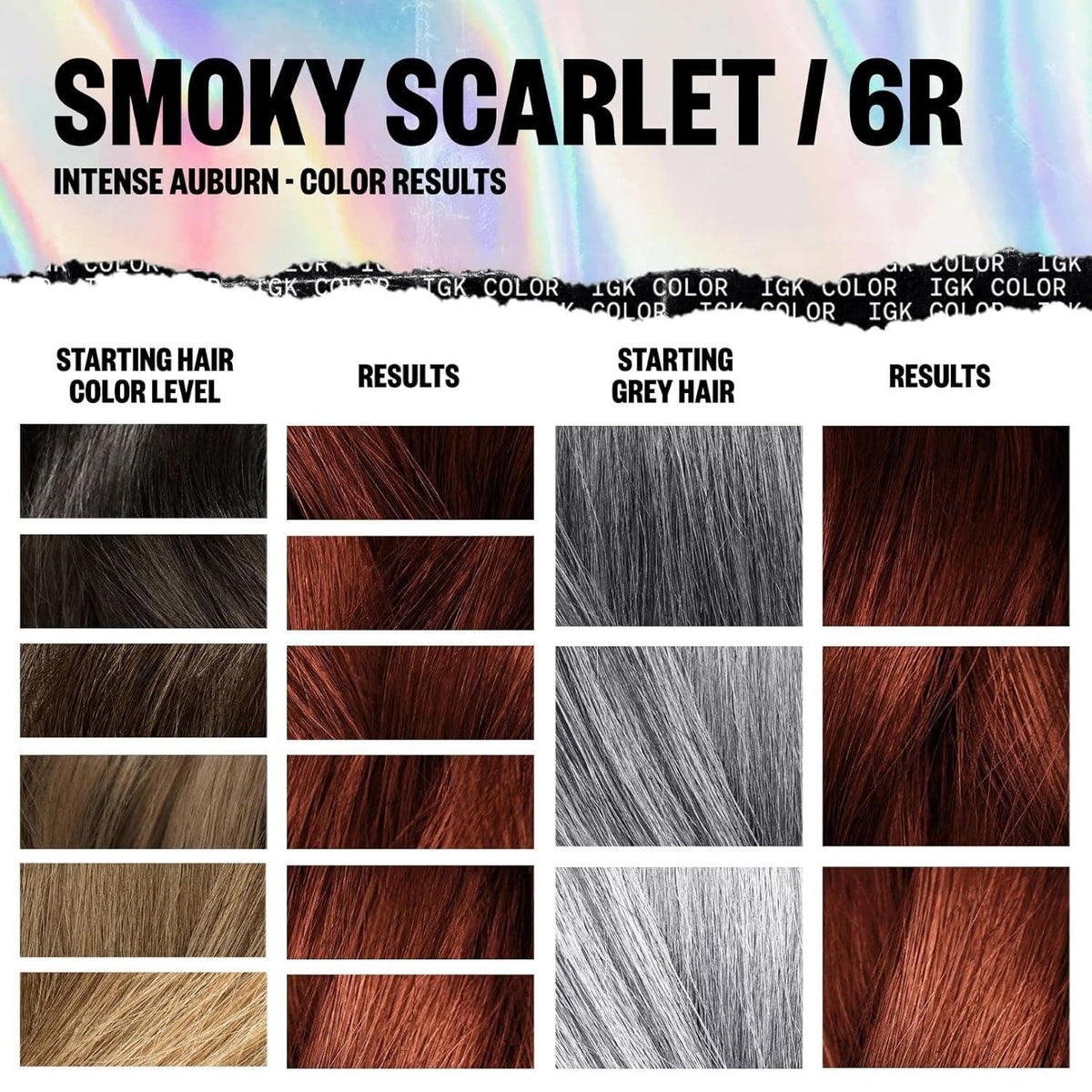 IGK Permanent Hair Color Kit - Smoky Scarlet 6R (Intense Auburn)